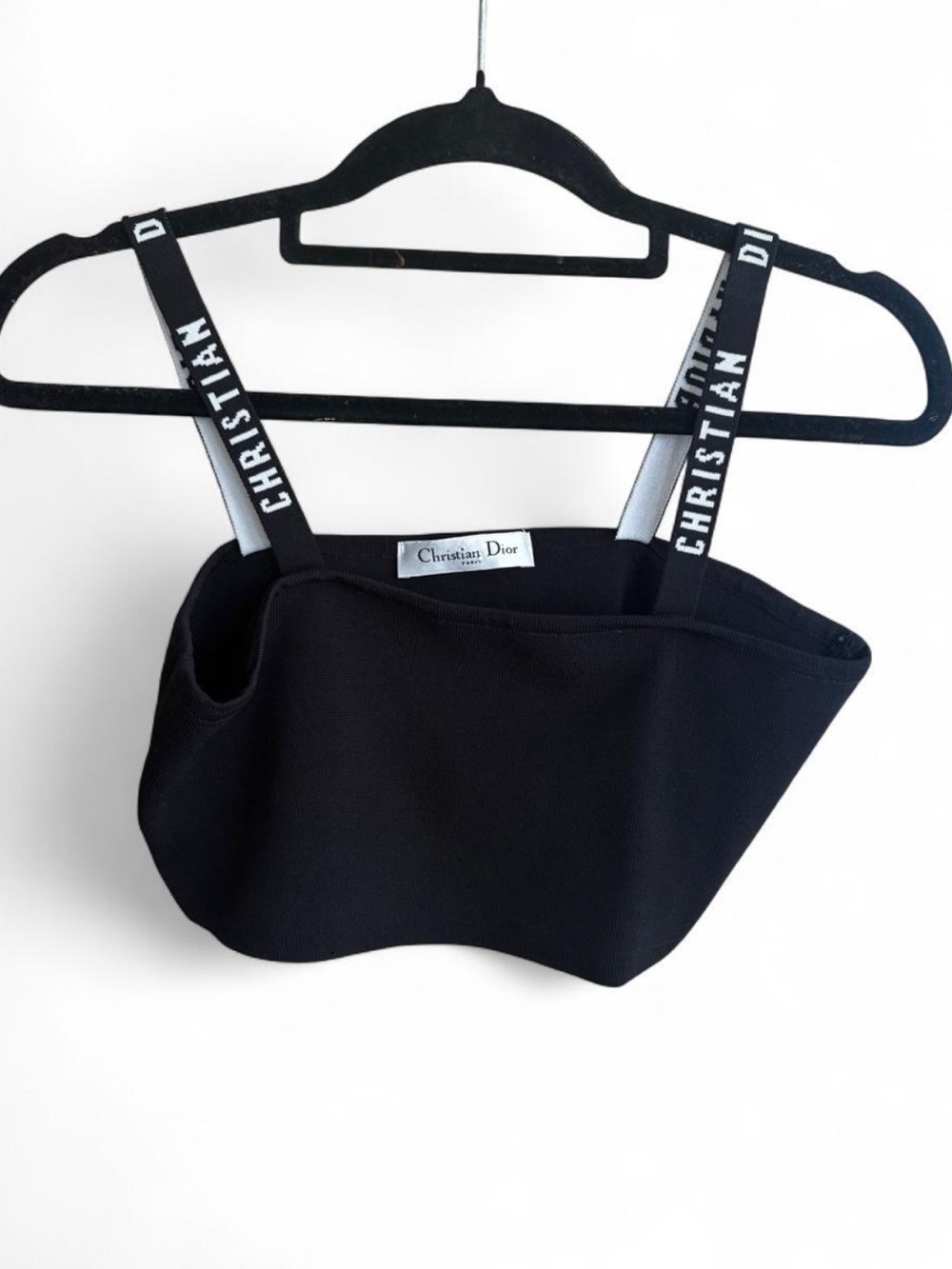 Dior Black Branded Strap Crop Top